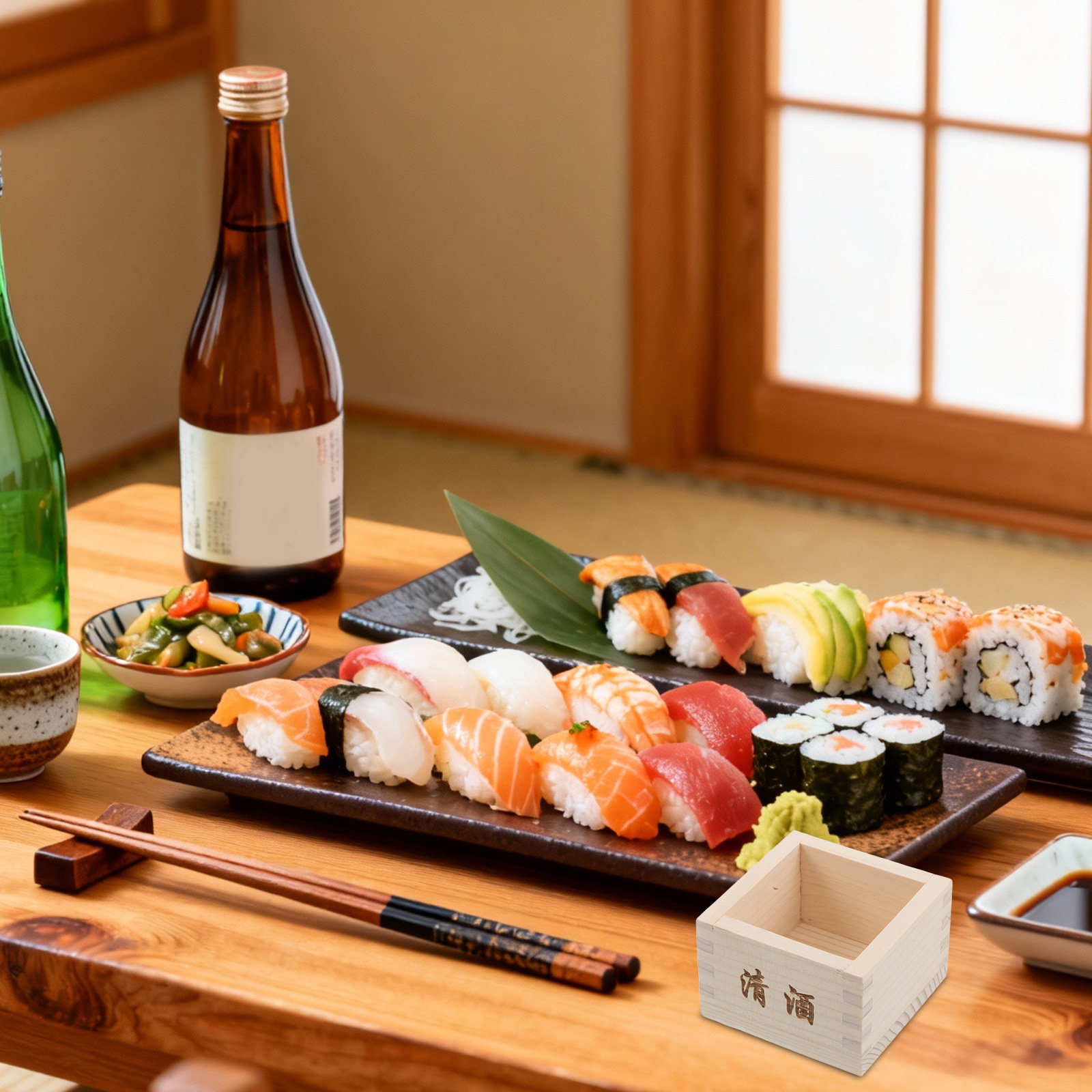 2Pcs Wooden Sake Masu Box Trad - đánh giá và giá Japanese Restaurant Lifestyle
